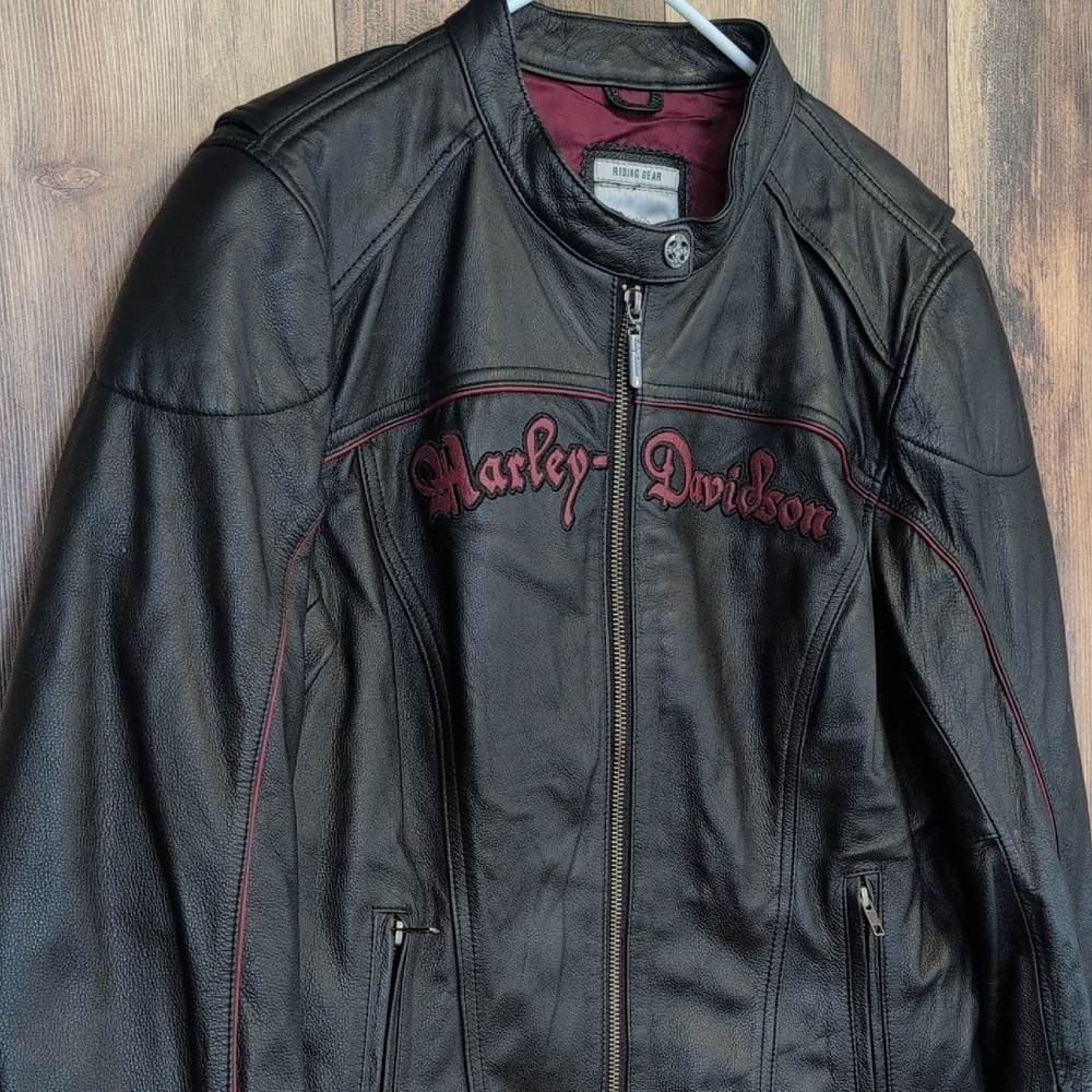 Harley Davidson Zip Out Hoodie Genuine Leather Jacket Coat XL R205 - Picture 3 of 16